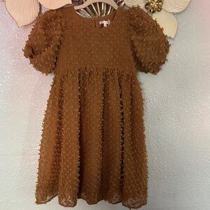 Elegant Textured Kids Dress in Brown